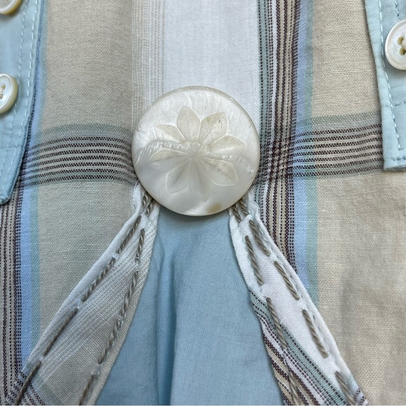 Re-Do handmade re-imagined button down. Whimsical, boho mashup of 2 shirts, S - Picture 8 of 10